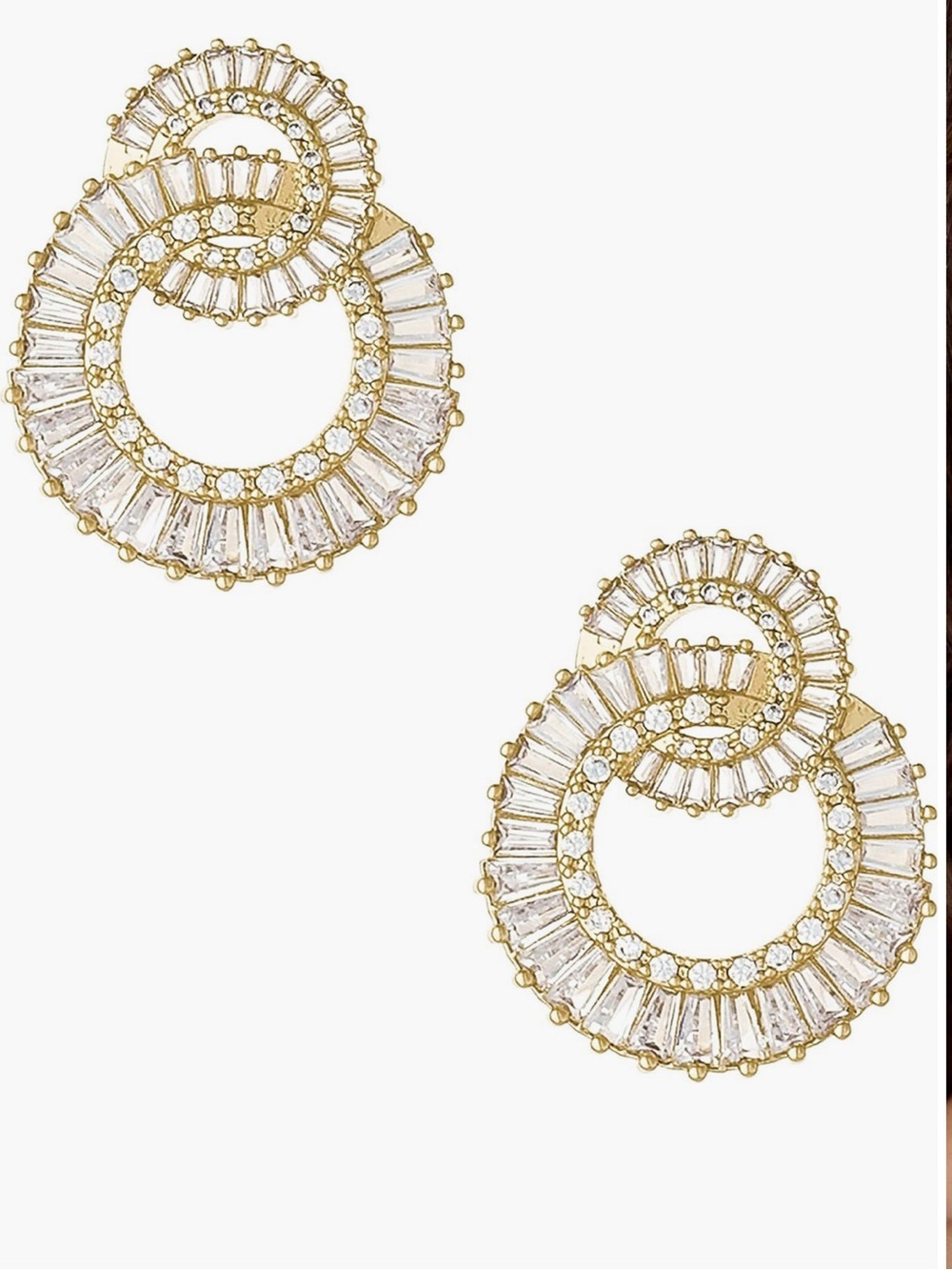 Ettika Rotating Circle Gold Stud Earrings Crystal Statement NWOT